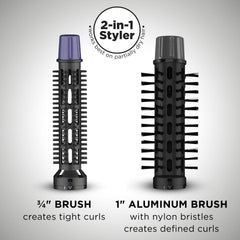 Conair 2 en 1 con accesorio cepillo de 3/4 de pulgada para rizos apretados.