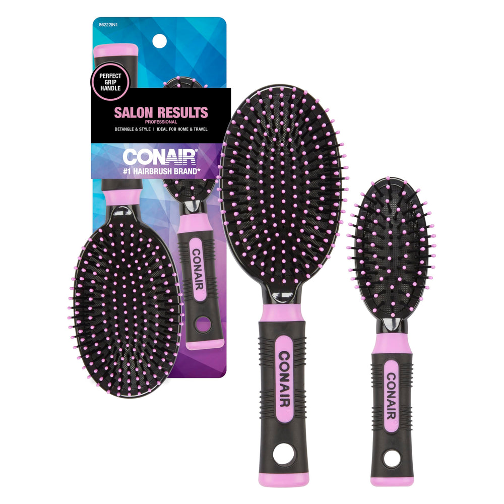 Conair Salon Results cepillo cushion tamaño completo con puntas redondeadas para desenredar sin tirar.