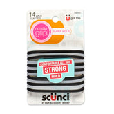 Elásticos sin deslizamiento de Conair Scunci sujetando la cola de pelo sin dañar.