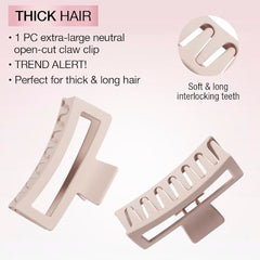 Pinza de garra grande Scúnci en rosa, ideal para mechones gruesos.