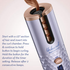 Conair Unbound rizador automático, cámara cerámica para brillo suave y frizz reducido.