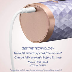 Conair Unbound rizador automático, pantalla digital para ajustar temperatura y temporizador con claridad.