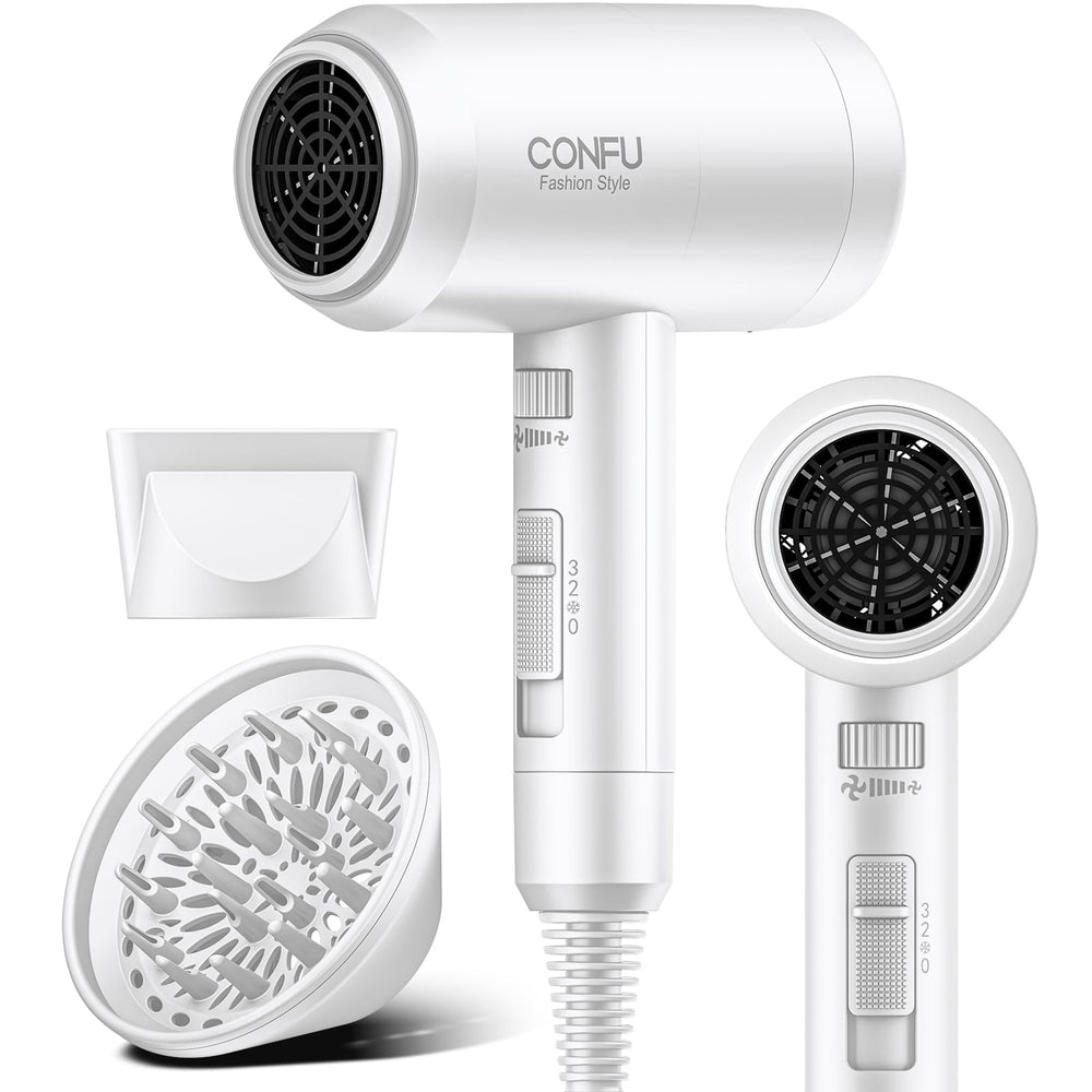 Secador CONFU con difusor, vista frontal, realza rizos con control suave