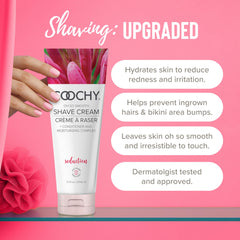 Coochy crema de afeitar, textura hidratante suave para un afeitado cómodo.