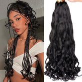COOKOO cabello rizo-frances trenzado de 22in negro natural para peinado duradero.