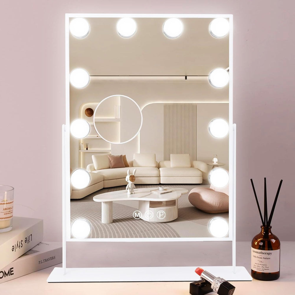 Espejo COOLJEEN con 12 LEDs para maquillaje con luz uniforme.