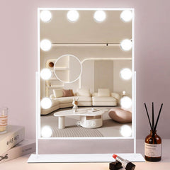 Espejo COOLJEEN con 12 LEDs para maquillaje con luz uniforme.