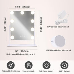 COOLJEEN iluminación 9 LEDs ofrece tonos variables para maquillajes detallados
