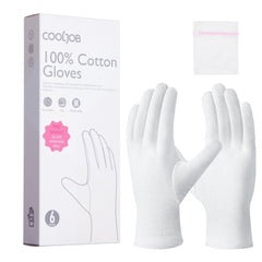 COOLJOB guantes de algodón blancos para dormir, apoyo suave para la piel de las manos