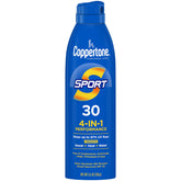 Coppertone Sport SPF 30, botella frontal para aplicación rápida al aire libre.