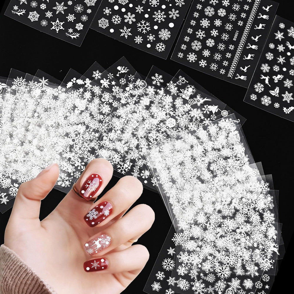 Corabsar copos nieve: pegatinas para uñas fáciles de aplicar y duraderas.