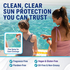Coral Isles Sunscreen Spray SPF 50, aplicación rápida sin residuo blanquecino para deporte