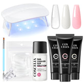 COSCELIA kit gel uñas con lámpara UV, vista frontal del conjunto.