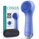 COSLUS brosse visage 2-en-1 avec rotation et vibration pour une peau propre.