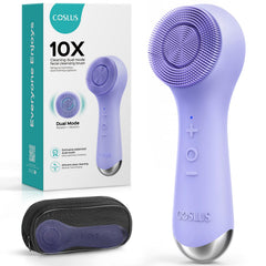 COSLUS brosse-visage 2-en-1 rotation et vibration pour un nettoyage en profondeur.