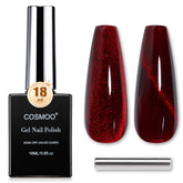 COSMOO esmalte gel ojo de gato rojo vino en botella, brillo intenso para uñas.