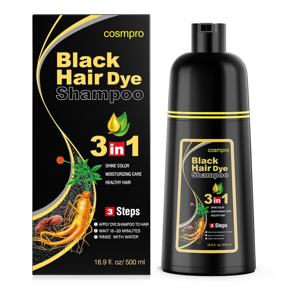 Cosmpro champú colorante 3 en 1, bote listo para uso en casa y cobertura rápida de canas