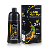 COSMTEK Shampoo Tinte Cabello Negro en botella, cobertura rápida de canas