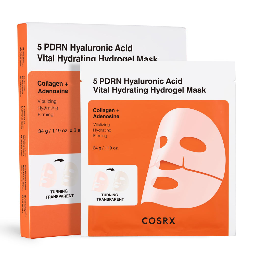 COSRX 5 PDRN mascarilla hidrogel nocturna con caja, experiencia de hidratación suave
