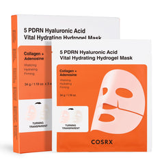 COSRX 5 PDRN mascarilla hidrogel nocturna con caja, experiencia de hidratación suave