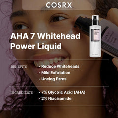 COSRX 7% ácido glicólico Whitehead Power Liquid: etiqueta informativa de exfoliación suave