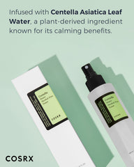 COSRX Centella Asiática, close-up de ingredientes calmantes para piel sensible.