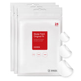 Parche COSRX original hidrocoloide para acné de tres tallas, protege y cubre imperfecciones.