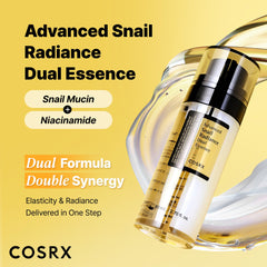 COSRX Esencia Doble texturas: clara y crema para elasticidad y luminosidad.