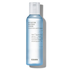 COSRX Hydrium Watery Toner, botella, hidratación rápida para piel fresca.