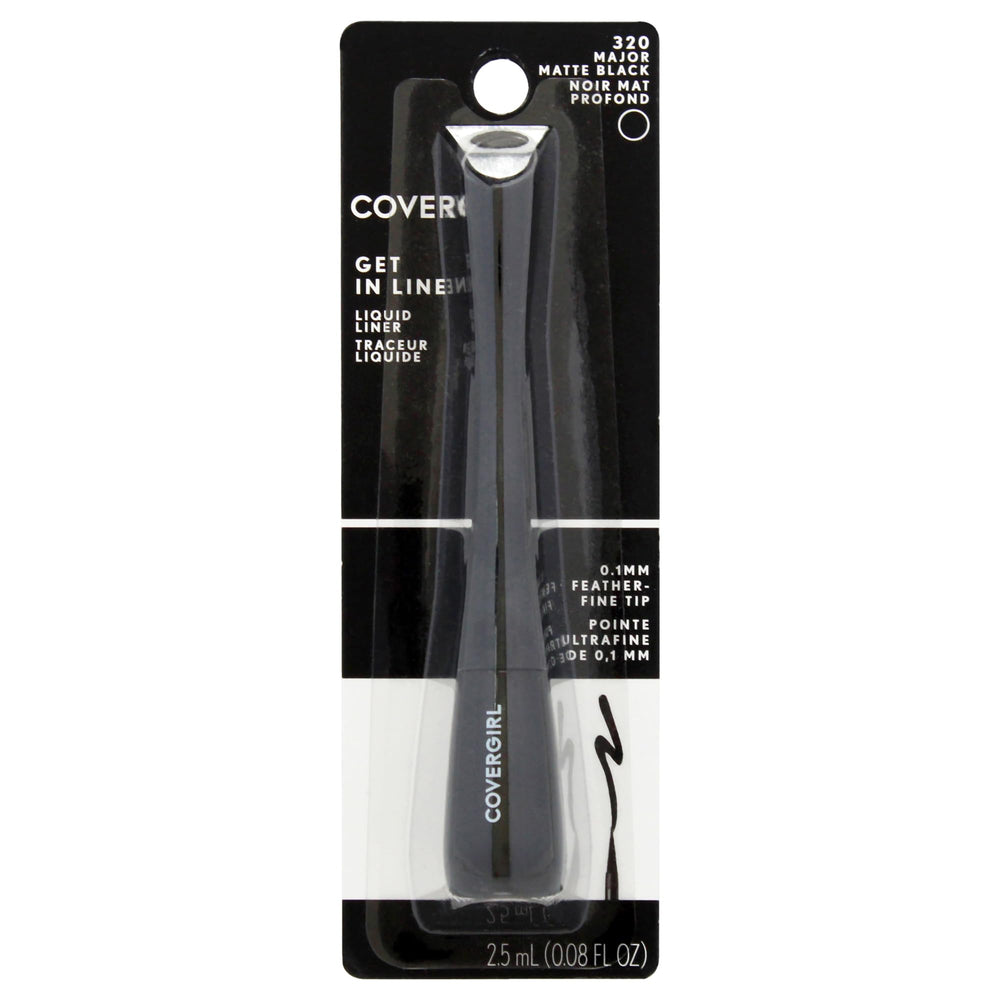 Delineador líquido COVERGIRL Get In Line, punta ultrafina para trazos precisos y definidos.