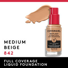 Muestra tono medio beige de Covergirl Outlast Extreme Wear para elegir color.