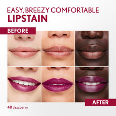 Fórmula vegana de Covergirl mantiene labios frescos sin transferencia.