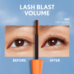 Antes y después con COVERGIRL Lash Blast mostrando pestañas definidas