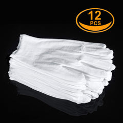 Guantes blancos de algodón COYAHO para servir y disfraces, apariencia limpia y profesional.