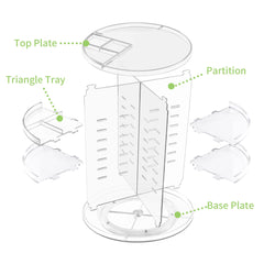 COYAHO organizador maquillaje 360 rotacion lateral con ajuste de compartimentos optimiza el espacio.
