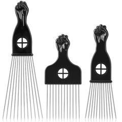 CPOXITI peine afro de metal tres piezas negro para desenredar rizos naturales sin tirones