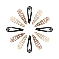 Pinzas Cptots de metal con gota de agua en negro, agarre seguro para cabello grueso.
