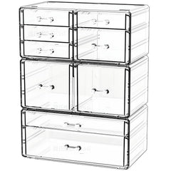 Cq acrylic cajones apilables transparentes para organización de maquillaje y baño