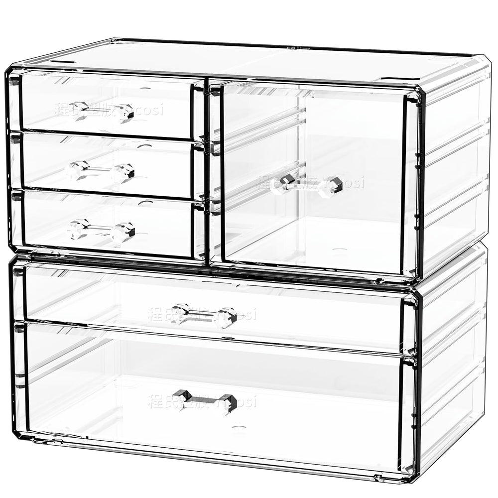 CQ Acrylic organisateur transparent pour bureau avec tiroirs, pratique