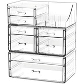 Cq acrylic Organizador de maquillaje con 8 cajones para encimera ordenada