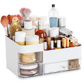 CQ Acrylic organizador de maquillaje blanco con cajones transparentes para acceso rápido