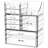 Cq acrylic organizador maquillaje cristal 8 cajones para cosméticos
