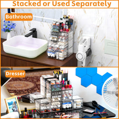 CQ Acrylic Organizador superior con 8 compartimentos para artículos pequeños.