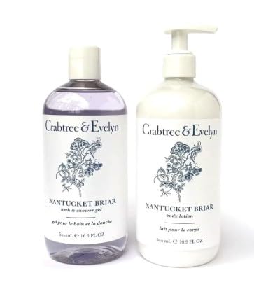 Crabtree & Evelyn Nantucket Briar, conjunto loción y gel, cuidado diario suave para piel.