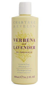 Crabtree & Evelyn Verbena y Lavanda de Provenza, botella de champú renovador, aroma suave y floral.
