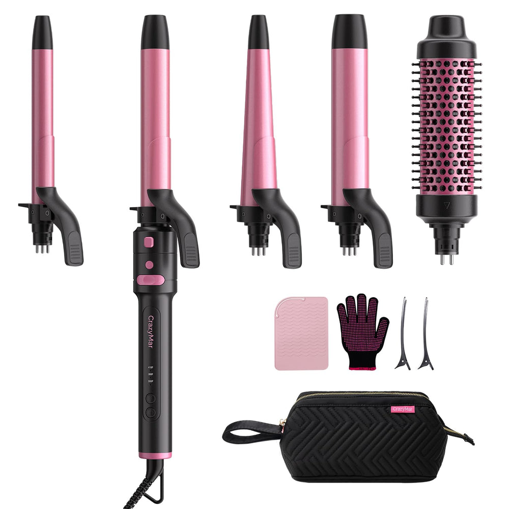CrazyMar 5 en 1 rizador automático con cerámico 0,75 pulgadas para ondas definidas.