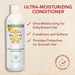 Creme of Nature acondicionador mango y manteca de karité, aplicación suave para cabellos rizados.