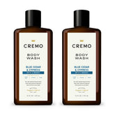 Cremo: botella cedro azul visible, aroma vigorizante para la ducha.