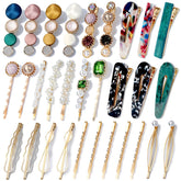 Barrettes Cridoz acrílicas con perlas, sujeción estable para flequillo