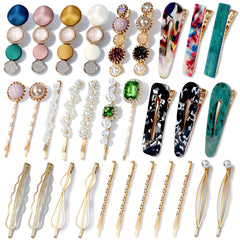 Barrettes Cridoz acrílicas con perlas, sujeción estable para flequillo